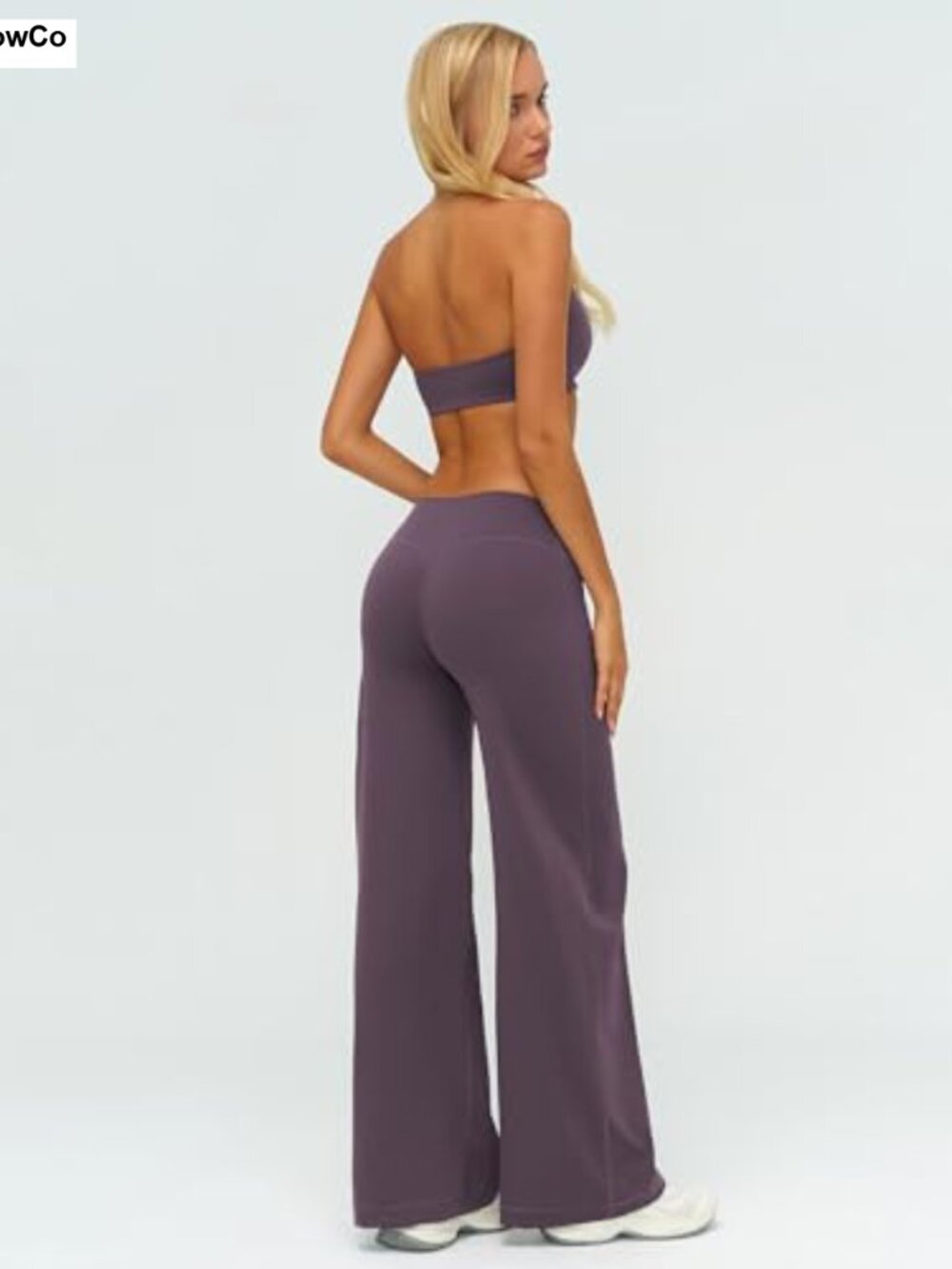 Women's 2pc Workout Set Halter Bra Padded Top Flare Leggings w/ Pockets Active - Picture 2 of 5